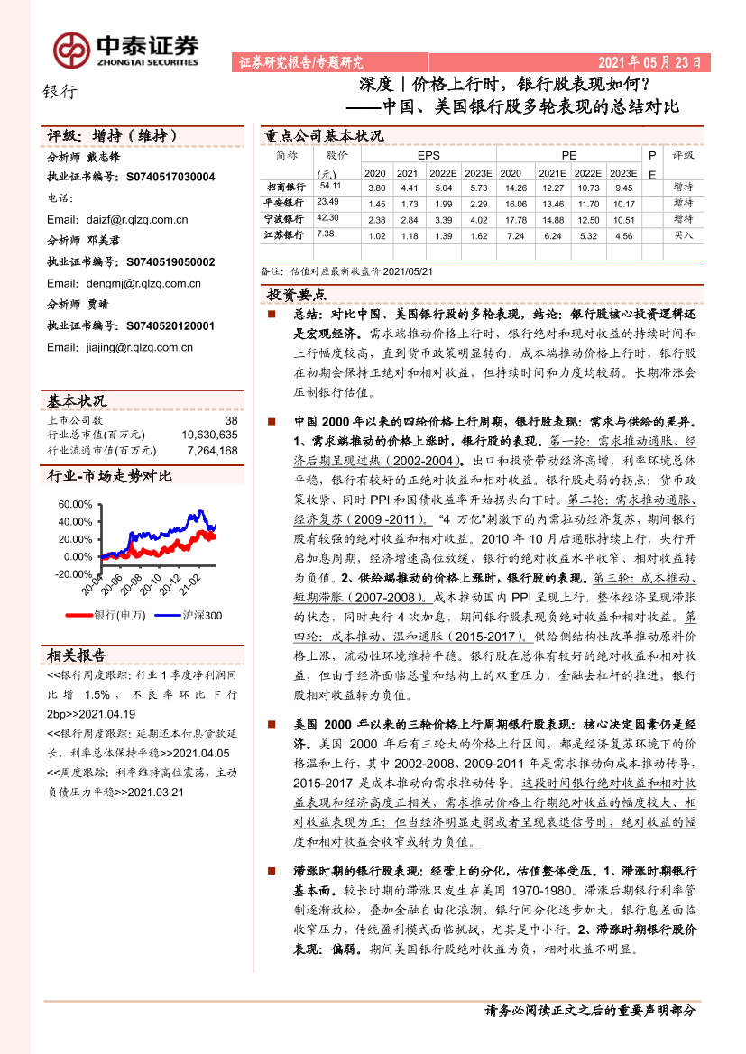 银行业中国、美国银行股多轮表现的总结对比：深度价格上行时，银行股表现如何？-20210523-中泰证券-26页银行业中国、美国银行股多轮表现的总结对比：深度价格上行时，银行股表现如何？-20210523-中泰证券-26页_1.png