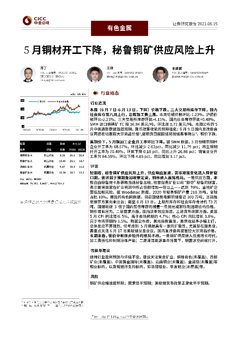 有色金属行业：5月铜材开工下降，秘鲁铜矿供应风险上升-20210615-中金公司-22页有色金属行业：5月铜材开工下降，秘鲁铜矿供应风险上升-20210615-中金公司-22页_1.png