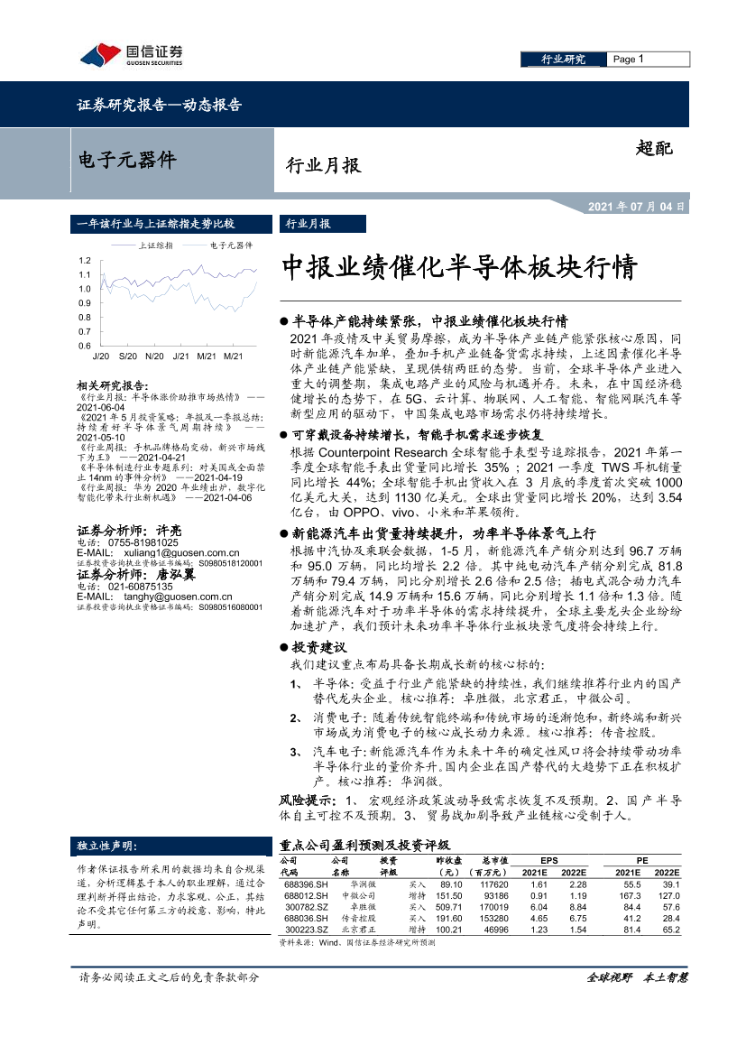 电子元器件行业月报：中报业绩催化半导体板块行情-20210704-国信证券-14页电子元器件行业月报：中报业绩催化半导体板块行情-20210704-国信证券-14页_1.png