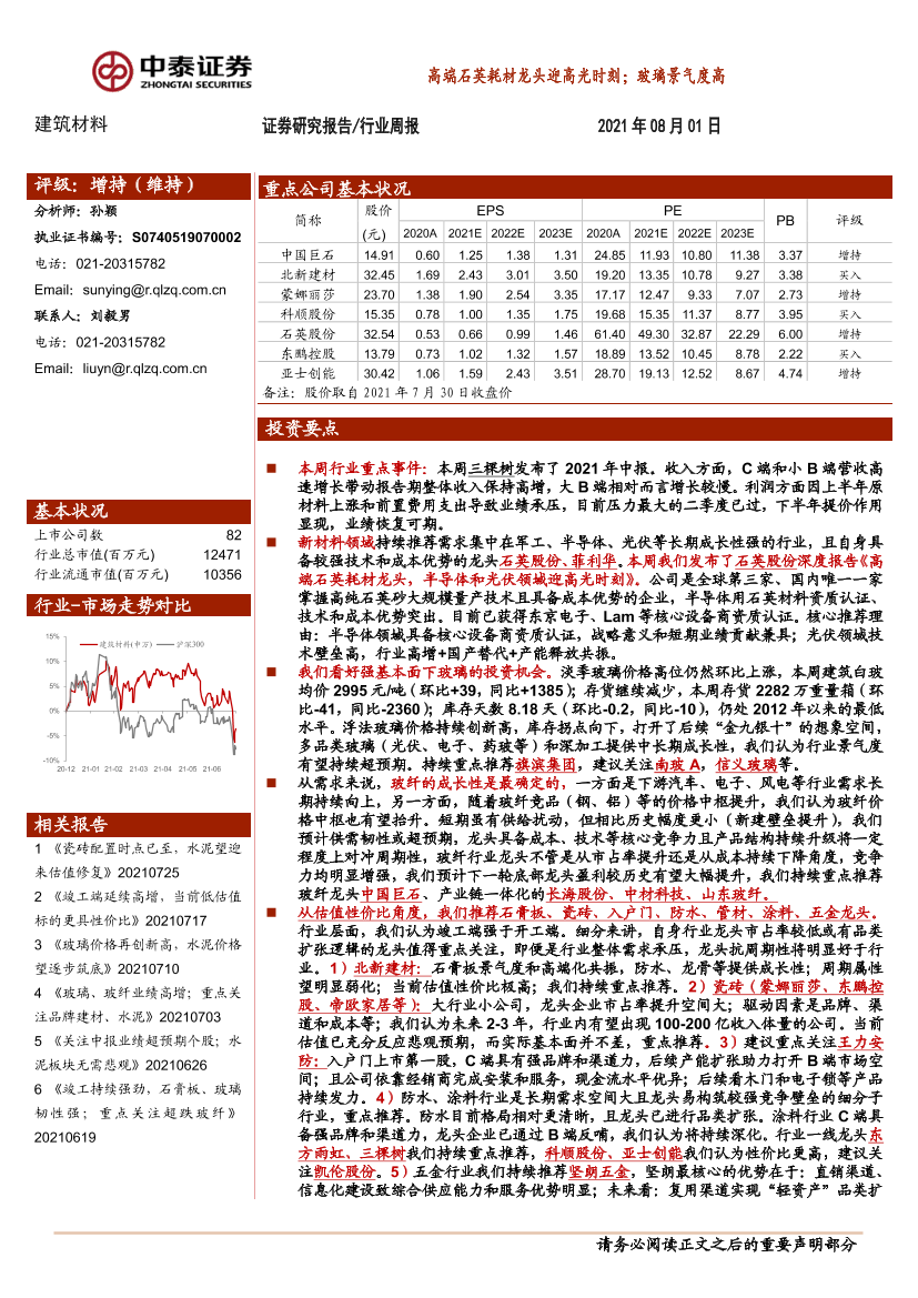 建筑材料行业：高端石英耗材龙头迎高光时刻；玻璃景气度高-20210801-中泰证券-25页建筑材料行业：高端石英耗材龙头迎高光时刻；玻璃景气度高-20210801-中泰证券-25页_1.png