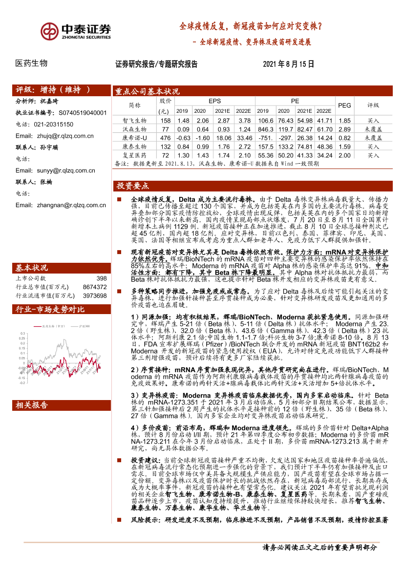 医药生物行业：全球新冠疫情、变异株及疫苗研发进展，全球疫情反复，新冠疫苗如何应对突变株？-20210815-中泰证券-18页医药生物行业：全球新冠疫情、变异株及疫苗研发进展，全球疫情反复，新冠疫苗如何应对突变株？-20210815-中泰证券-18页_1.png