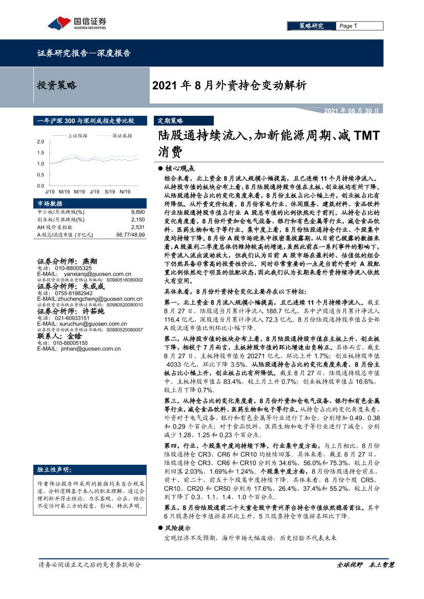 2021年8月外资持仓变动解析：陆股通持续流入，加新能源周期、减TMT消费-20210830-国信证券-21页2021年8月外资持仓变动解析：陆股通持续流入，加新能源周期、减TMT消费-20210830-国信证券-21页_1.png