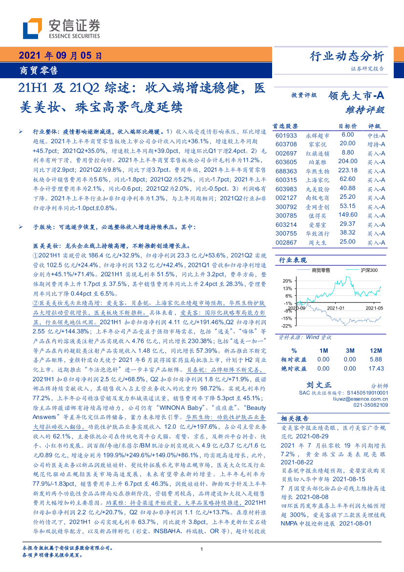 商贸零售行业21H1及21Q2综述：收入端增速稳健，医美美妆、珠宝高景气度延续-20210905-安信证券-25页商贸零售行业21H1及21Q2综述：收入端增速稳健，医美美妆、珠宝高景气度延续-20210905-安信证券-25页_1.png