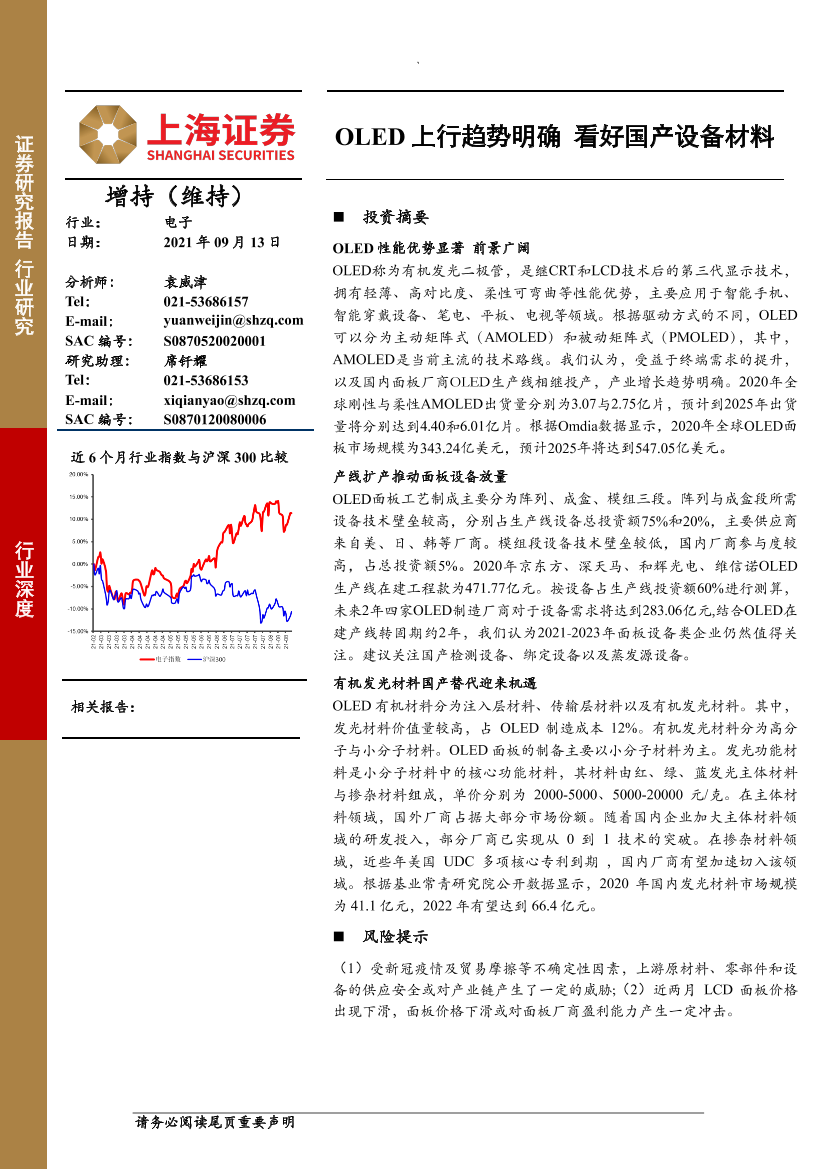 电子行业：OLED上行趋势明确，看好国产设备材料-20210913-上海证券-29页电子行业：OLED上行趋势明确，看好国产设备材料-20210913-上海证券-29页_1.png