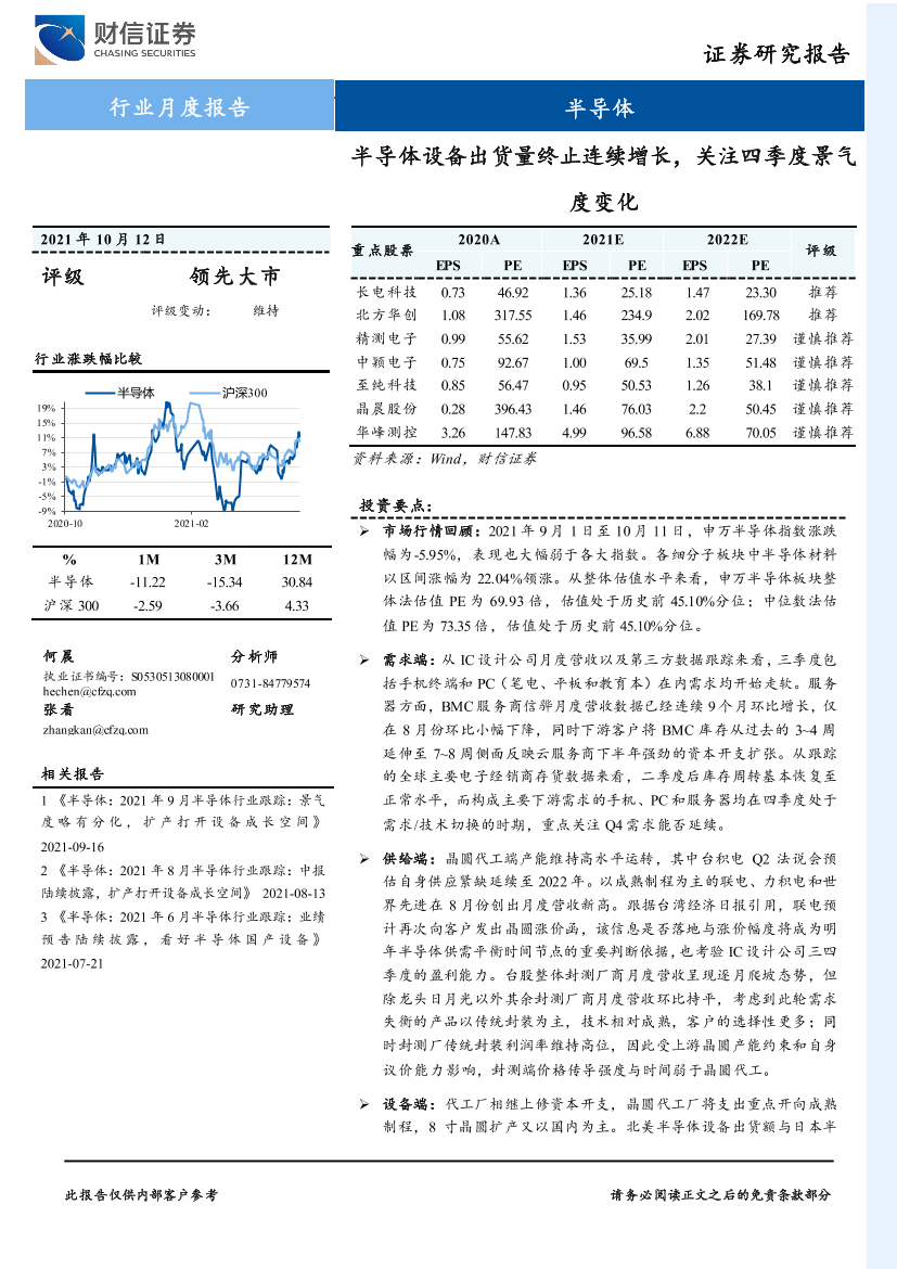 半导体行业月度报告：半导体设备出货量终止连续增长，关注四季度景气度变化-20211012-财信证券-15页半导体行业月度报告：半导体设备出货量终止连续增长，关注四季度景气度变化-20211012-财信证券-15页_1.png