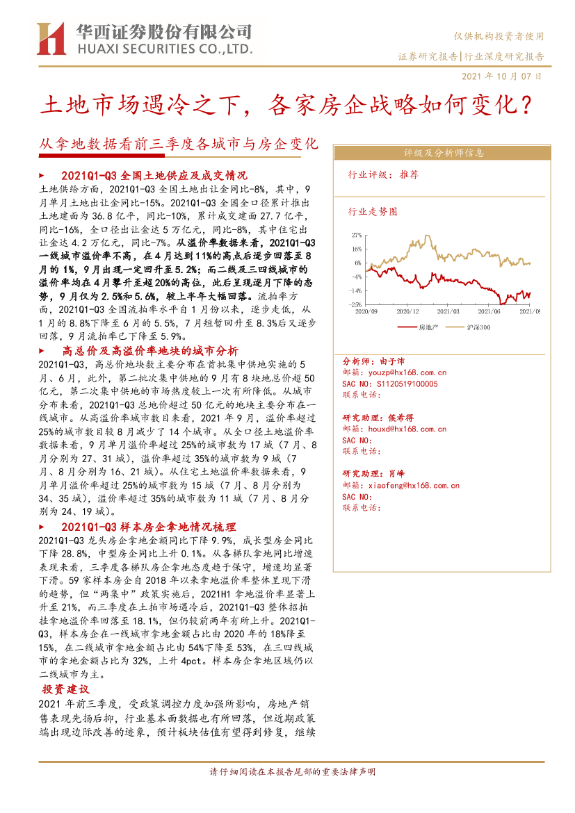 房地产行业从拿地数据看前三季度各城市与房企变化：土地市场遇冷之下，各家房企战略如何变化？-20211007-华西证券-20页房地产行业从拿地数据看前三季度各城市与房企变化：土地市场遇冷之下，各家房企战略如何变化？-20211007-华西证券-20页_1.png