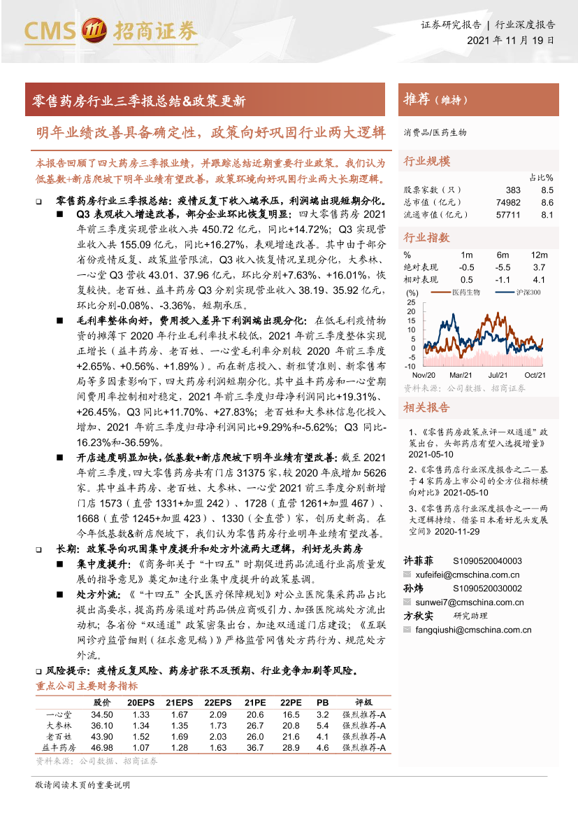 零售药房行业三季报总结&政策更新：明年业绩改善具备确定性，政策向好巩固行业两大逻辑-20211119-招商证券-16页零售药房行业三季报总结&政策更新：明年业绩改善具备确定性，政策向好巩固行业两大逻辑-20211119-招商证券-16页_1.png