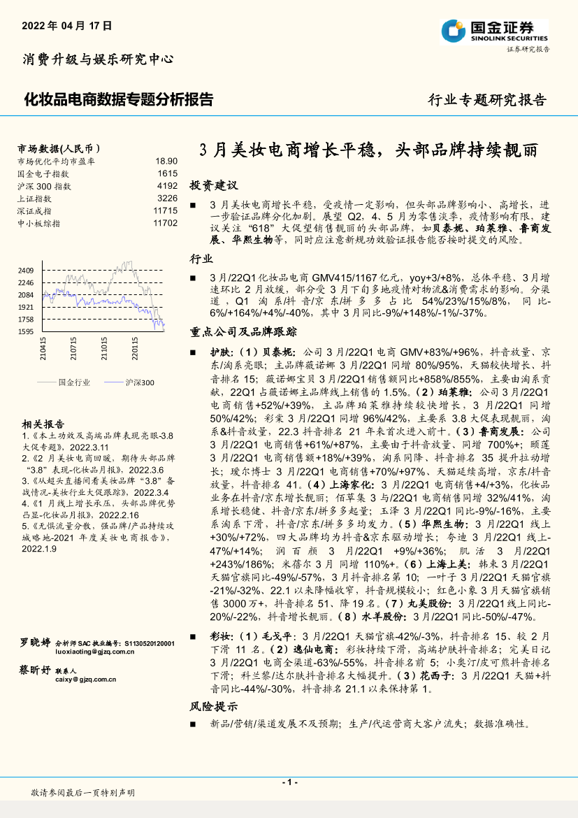 化妆品行业电商数据专题分析报告：3月美妆电商增长平稳，头部品牌持续靓丽-20220417-国金证券-32页化妆品行业电商数据专题分析报告：3月美妆电商增长平稳，头部品牌持续靓丽-20220417-国金证券-32页_1.png