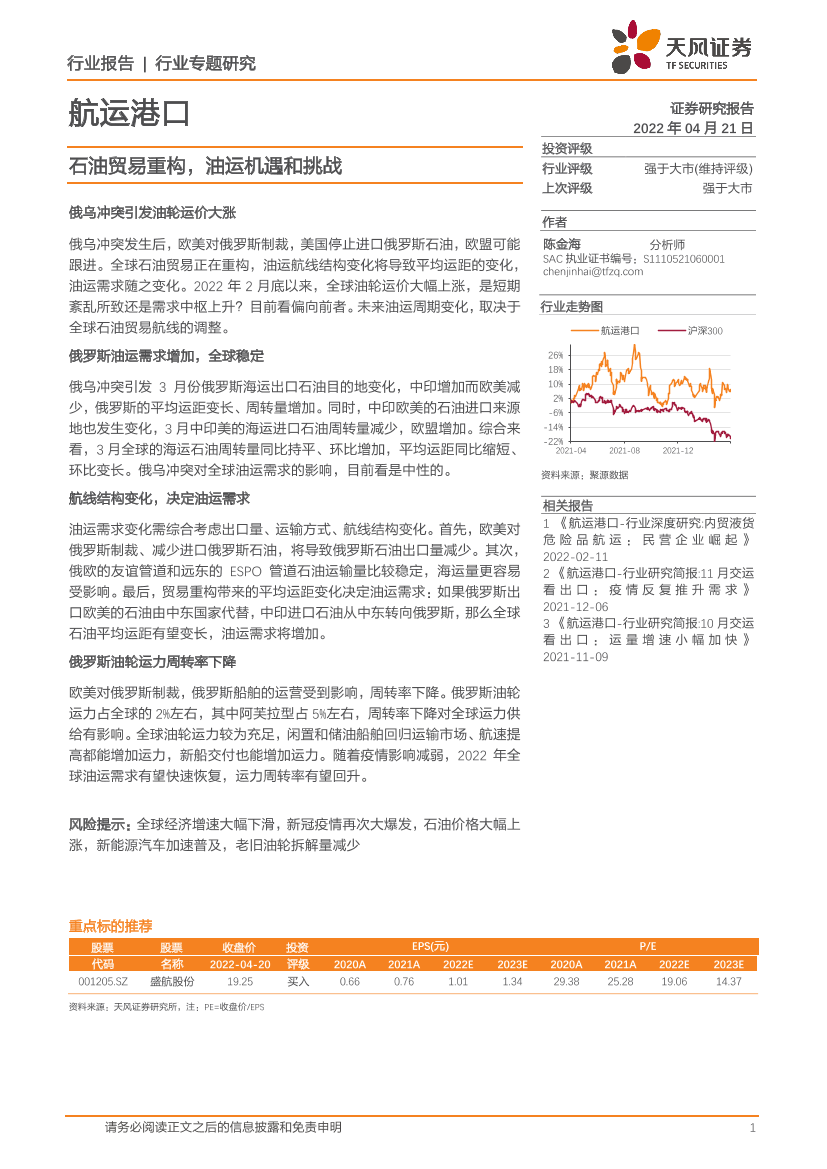 航运港口行业专题研究：石油贸易重构，油运机遇和挑战-20220421-天风证券-17页航运港口行业专题研究：石油贸易重构，油运机遇和挑战-20220421-天风证券-17页_1.png