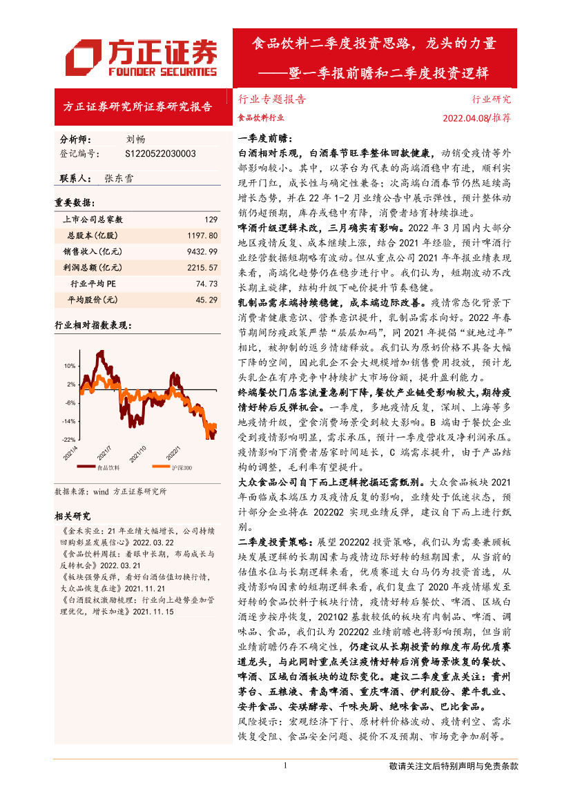 食品饮料行业暨一季报前瞻和二季度投资逻辑：食品饮料二季度投资思路，龙头的力量-20220408-方正证券-28页食品饮料行业暨一季报前瞻和二季度投资逻辑：食品饮料二季度投资思路，龙头的力量-20220408-方正证券-28页_1.png