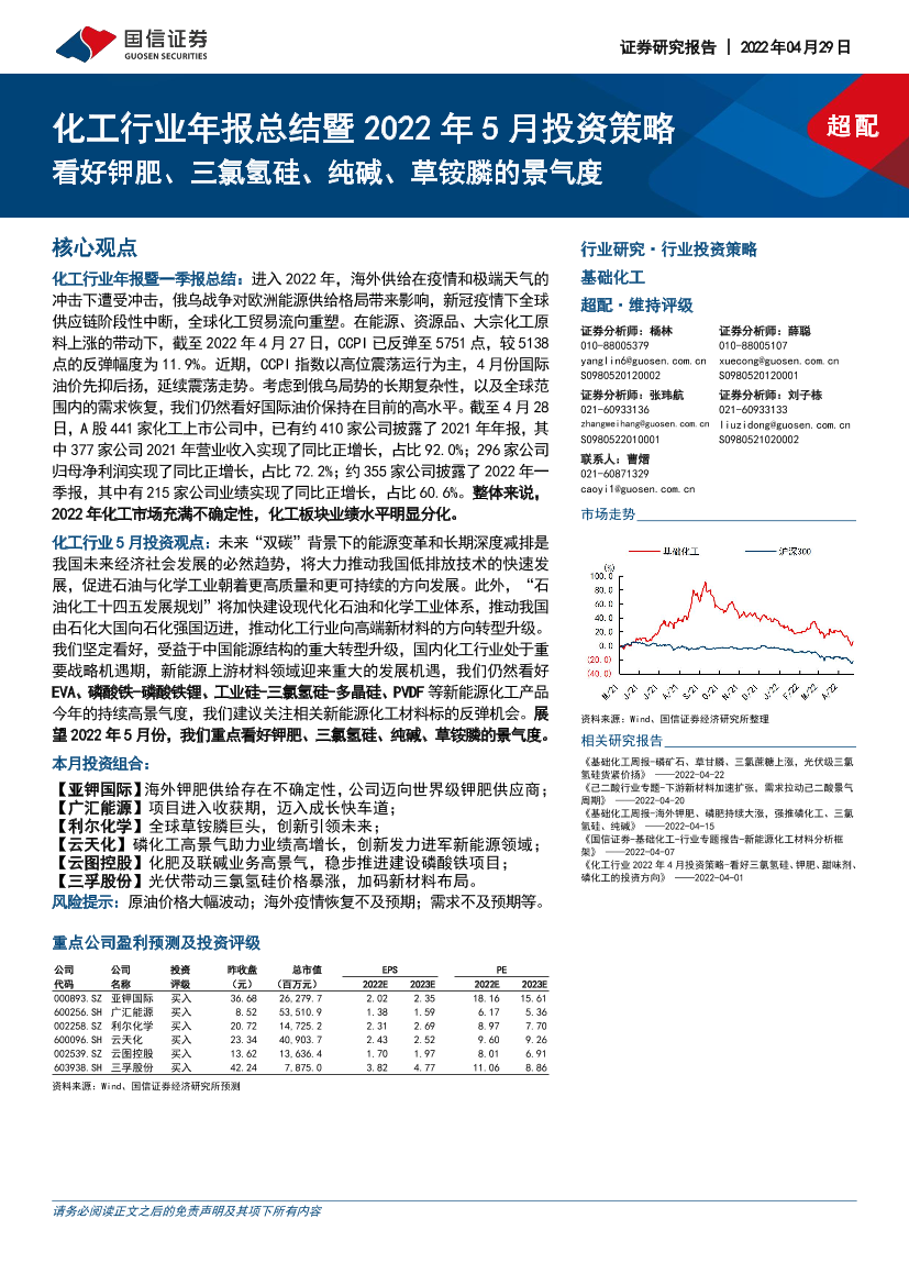 化工行业年报总结暨2022年5月投资策略：看好钾肥、三氯氢硅、纯碱、草铵膦的景气度-20220429-国信证券-25页化工行业年报总结暨2022年5月投资策略：看好钾肥、三氯氢硅、纯碱、草铵膦的景气度-20220429-国信证券-25页_1.png