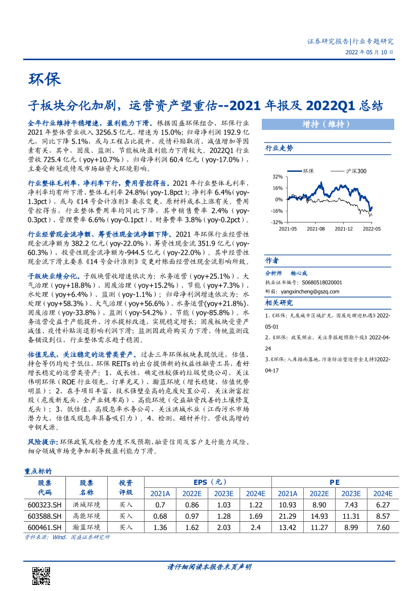 环保行业2021年报及2022Q1总结：子板块分化加剧，运营资产望重估-20220510-国盛证券-20页环保行业2021年报及2022Q1总结：子板块分化加剧，运营资产望重估-20220510-国盛证券-20页_1.png