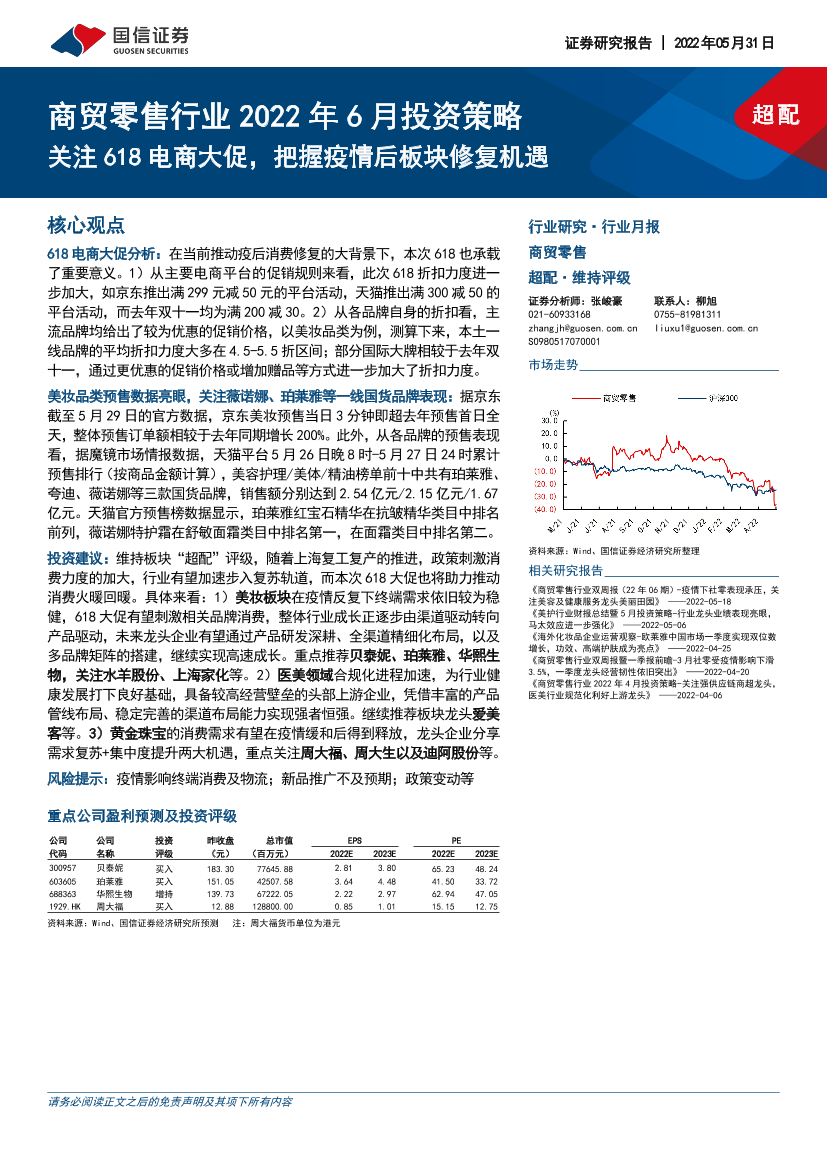 商贸零售行业2022年6月投资策略：关注618电商大促，把握疫情后板块修复机遇-20220531-国信证券-15页商贸零售行业2022年6月投资策略：关注618电商大促，把握疫情后板块修复机遇-20220531-国信证券-15页_1.png