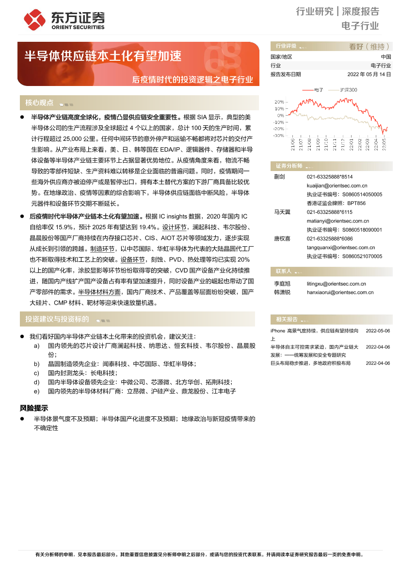 电子行业后疫情时代的投资逻辑之电子行业：半导体供应链本土化有望加速-20220514-东方证券-16页电子行业后疫情时代的投资逻辑之电子行业：半导体供应链本土化有望加速-20220514-东方证券-16页_1.png