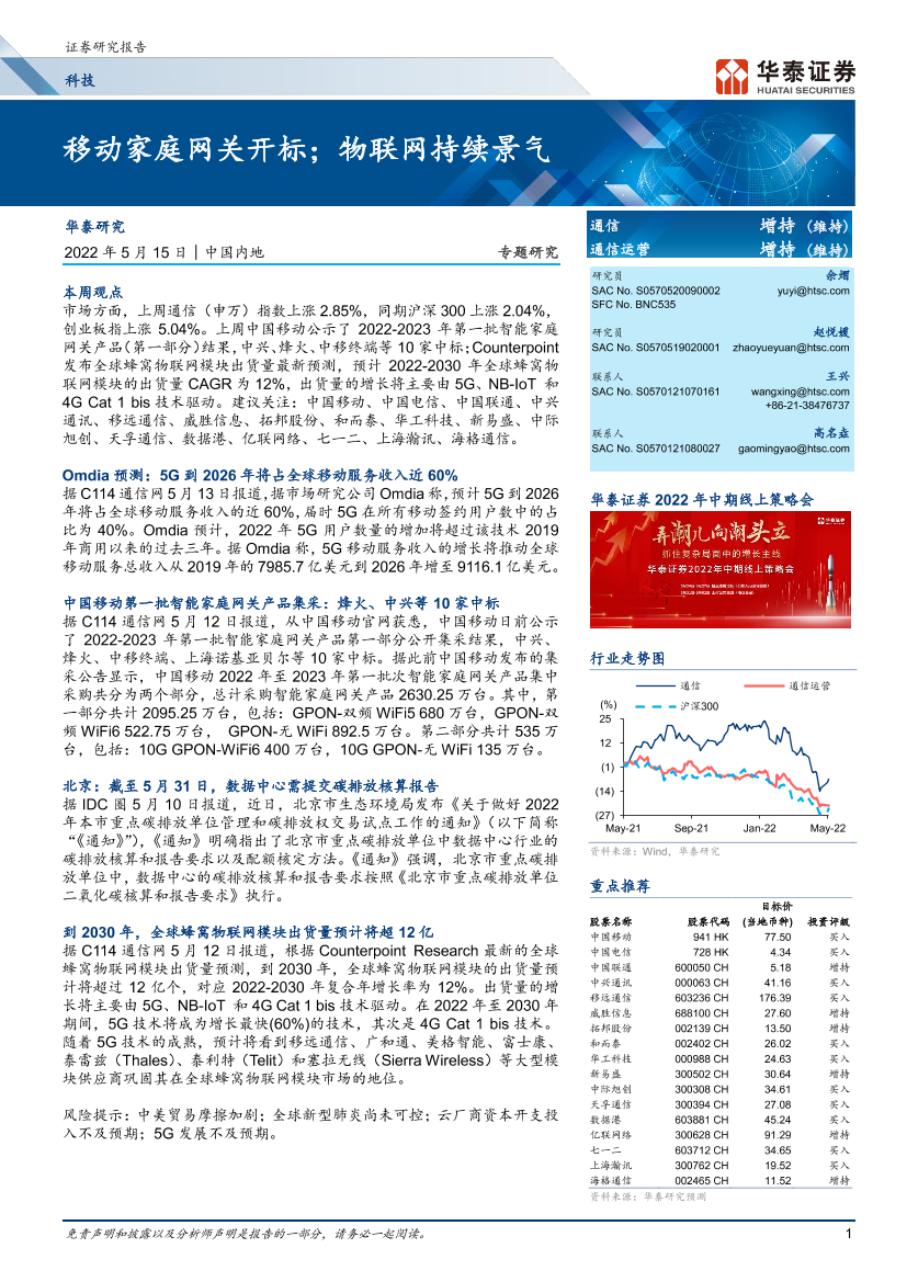 科技行业专题研究：移动家庭网关开标；物联网持续景气-20220515-华泰证券-18页科技行业专题研究：移动家庭网关开标；物联网持续景气-20220515-华泰证券-18页_1.png