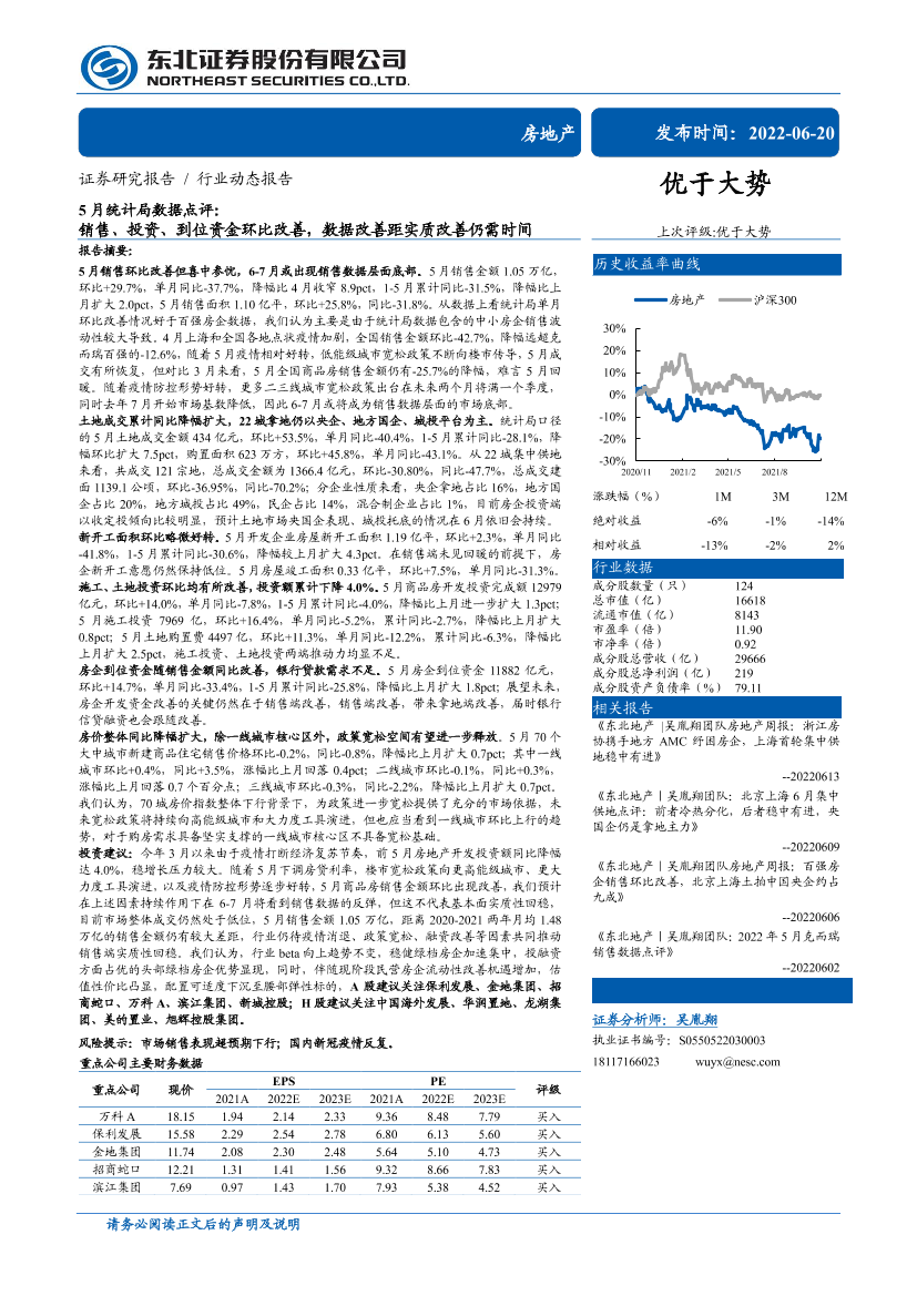 房地产行业5月统计局数据点评：销售、投资、到位资金环比改善，数据改善距实质改善仍需时间-20220620-东北证券-20页房地产行业5月统计局数据点评：销售、投资、到位资金环比改善，数据改善距实质改善仍需时间-20220620-东北证券-20页_1.png