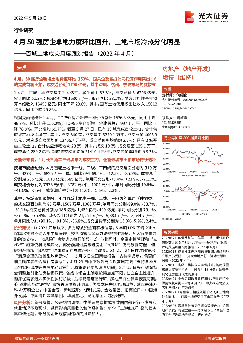 房地产行业百城土地成交月度跟踪报告（2022年4月）：4月50强房企拿地力度环比回升，土地市场冷热分化明显-20220528-光大证券-16页房地产行业百城土地成交月度跟踪报告（2022年4月）：4月50强房企拿地力度环比回升，土地市场冷热分化明显-20220528-光大证券-16页_1.png