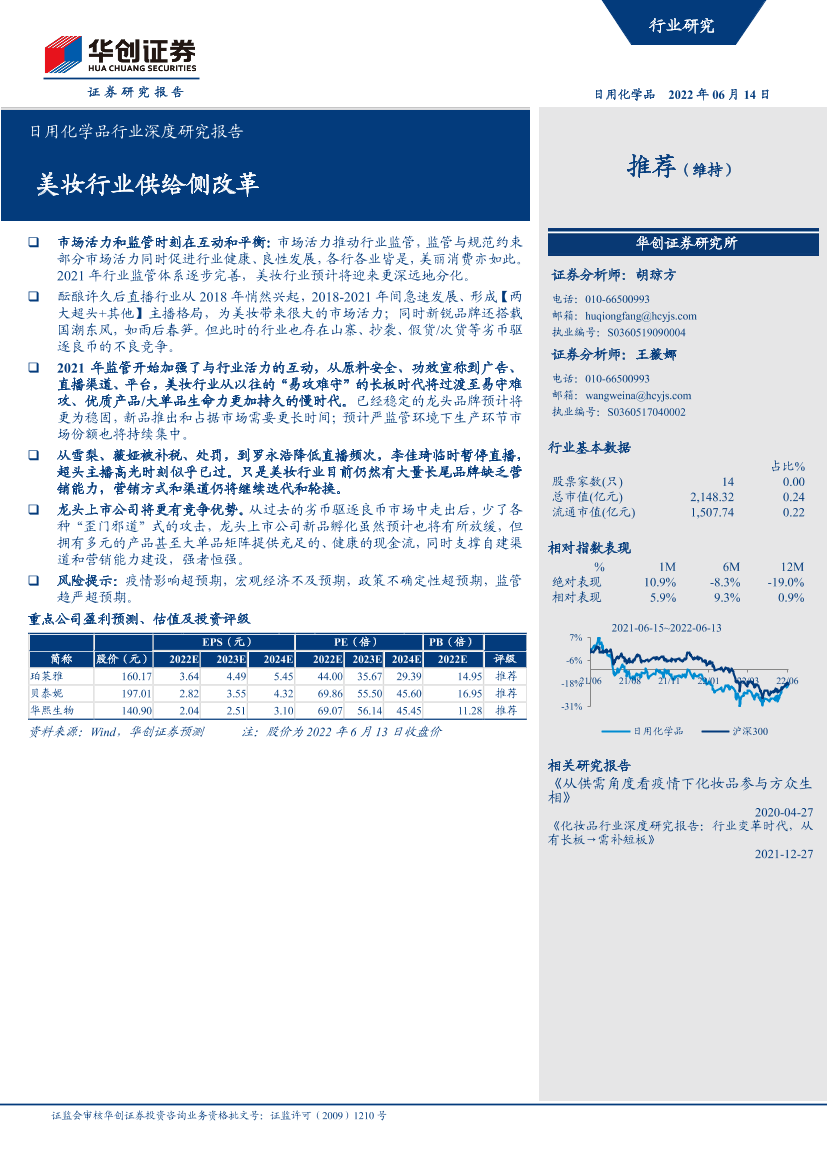 日用化学品行业深度研究报告：美妆行业供给侧改革-20220614-华创证券-22页日用化学品行业深度研究报告：美妆行业供给侧改革-20220614-华创证券-22页_1.png