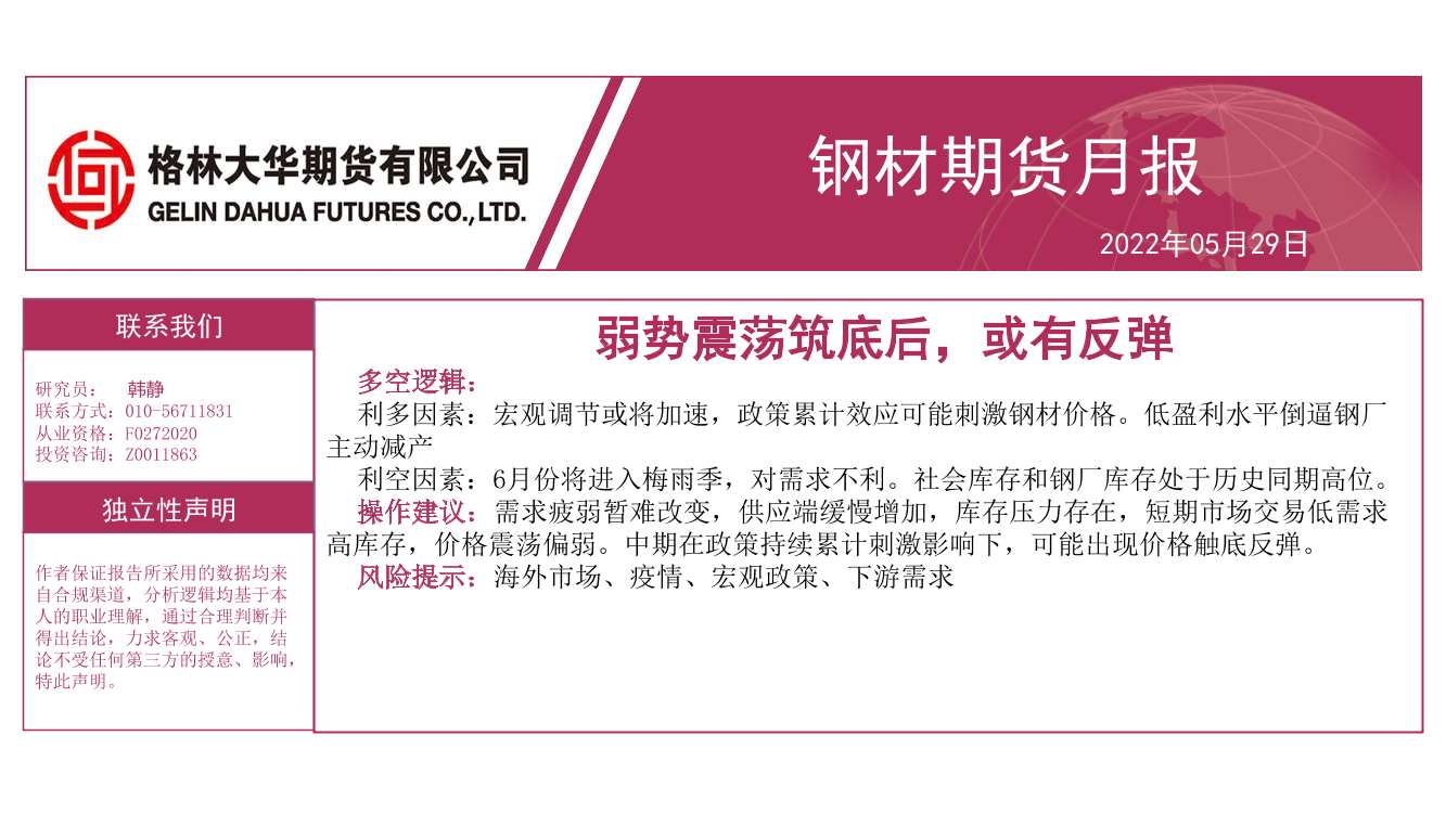 钢材期货月报：弱势震荡筑底后，或有反弹-20220529-格林大华期货-23页钢材期货月报：弱势震荡筑底后，或有反弹-20220529-格林大华期货-23页_1.png