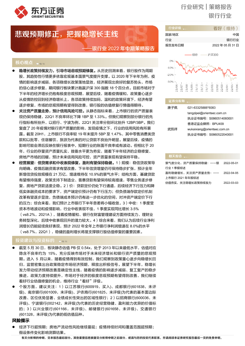 银行业2022年中期策略报告：悲观预期修正，把握稳增长主线-20220531-东方证券-34页银行业2022年中期策略报告：悲观预期修正，把握稳增长主线-20220531-东方证券-34页_1.png