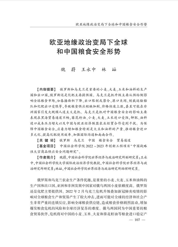 社科院-欧亚地缘政治变局下全球和中国粮食安全形势-18页社科院-欧亚地缘政治变局下全球和中国粮食安全形势-18页_1.png