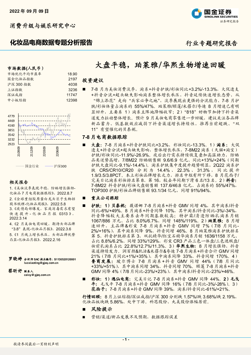 化妆品行业电商数据专题分析报告：大盘平稳，珀莱雅华熙生物增速回暖-20220909-国金证券-23页化妆品行业电商数据专题分析报告：大盘平稳，珀莱雅华熙生物增速回暖-20220909-国金证券-23页_1.png