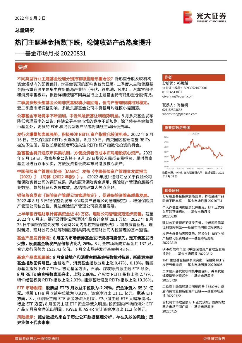 基金市场月报：热门主题基金指数下跌，稳健收益产品热度提升-20220903-光大证券-25页基金市场月报：热门主题基金指数下跌，稳健收益产品热度提升-20220903-光大证券-25页_1.png