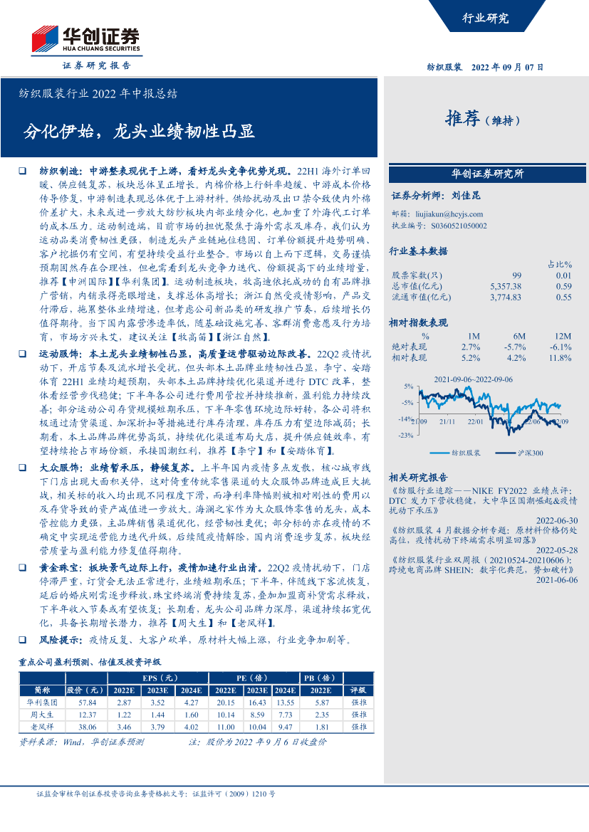 纺织服装行业2022年中报总结：分化伊始，龙头业绩韧性凸显-20220907-华创证券-26页纺织服装行业2022年中报总结：分化伊始，龙头业绩韧性凸显-20220907-华创证券-26页_1.png
