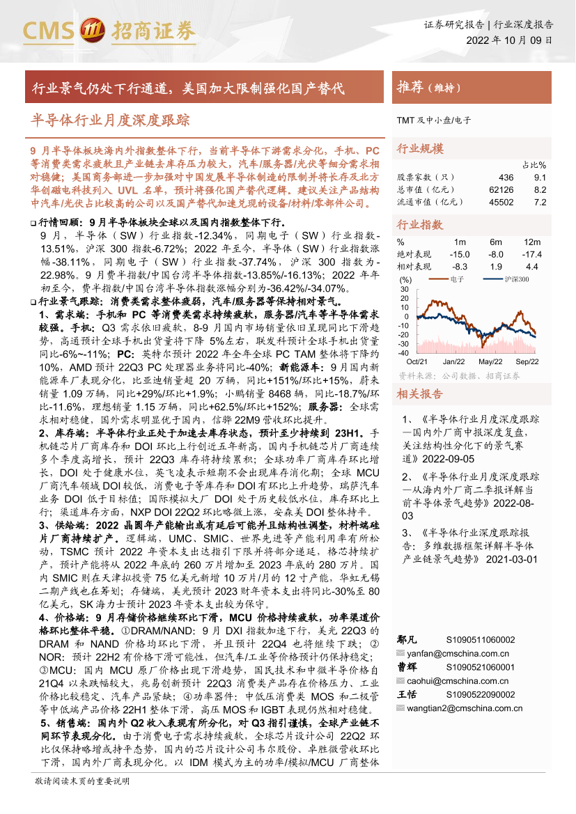 半导体行业月度深度跟踪：行业景气仍处下行通道，美国加大限制强化国产替代-20221009-招商证券-76页半导体行业月度深度跟踪：行业景气仍处下行通道，美国加大限制强化国产替代-20221009-招商证券-76页_1.png