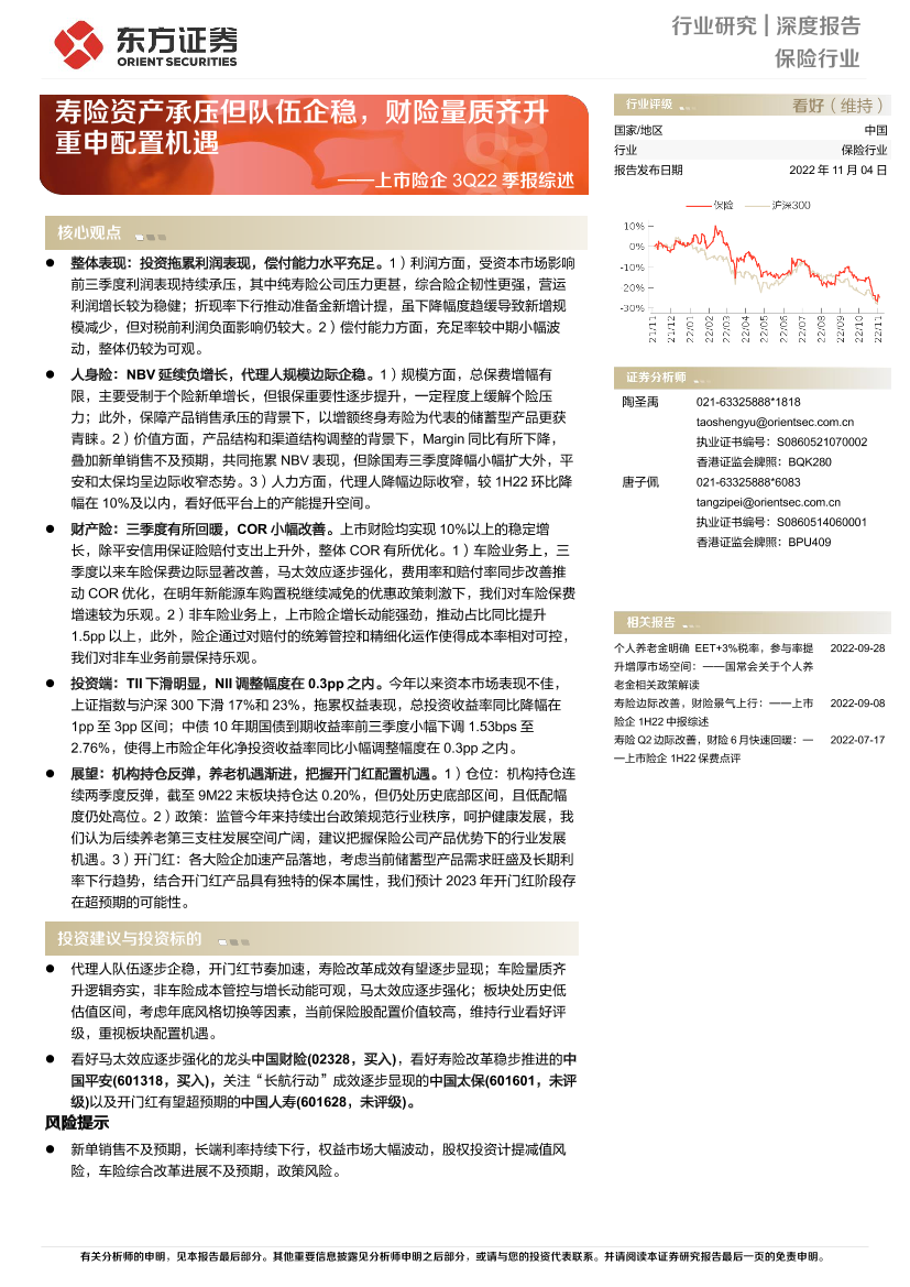 保险行业上市险企3Q22季报综述：寿险资产承压但队伍企稳，财险量质齐升重申配置机遇-20221104-东方证券-21页保险行业上市险企3Q22季报综述：寿险资产承压但队伍企稳，财险量质齐升重申配置机遇-20221104-东方证券-21页_1.png
