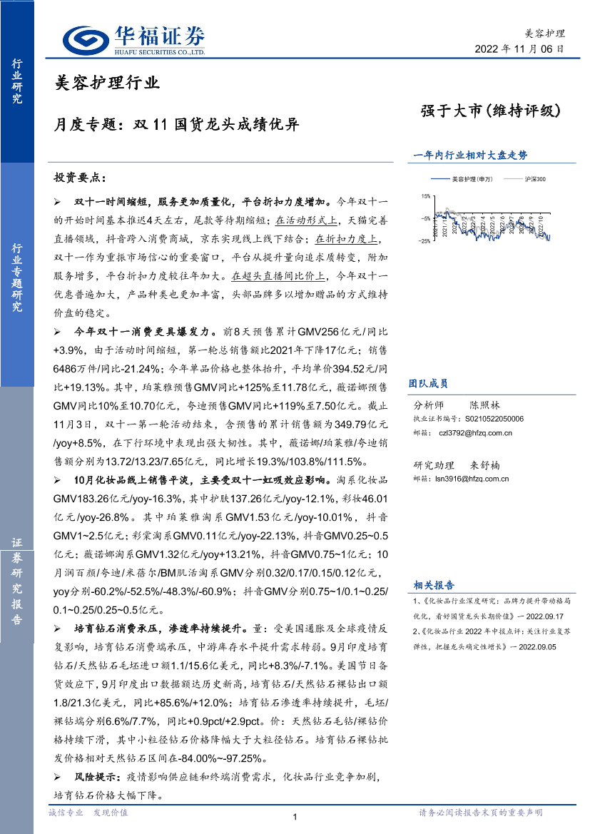 美容护理行业月度专题：双11国货龙头成绩优异-20221106-华福证券-22页美容护理行业月度专题：双11国货龙头成绩优异-20221106-华福证券-22页_1.png