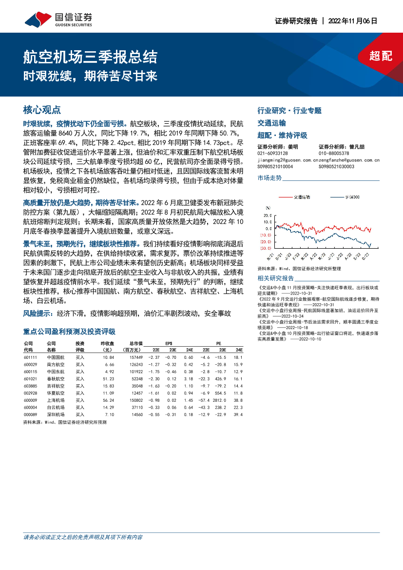 航空机场行业三季报总结：时艰犹续，期待苦尽甘来-20221106-国信证券-17页航空机场行业三季报总结：时艰犹续，期待苦尽甘来-20221106-国信证券-17页_1.png