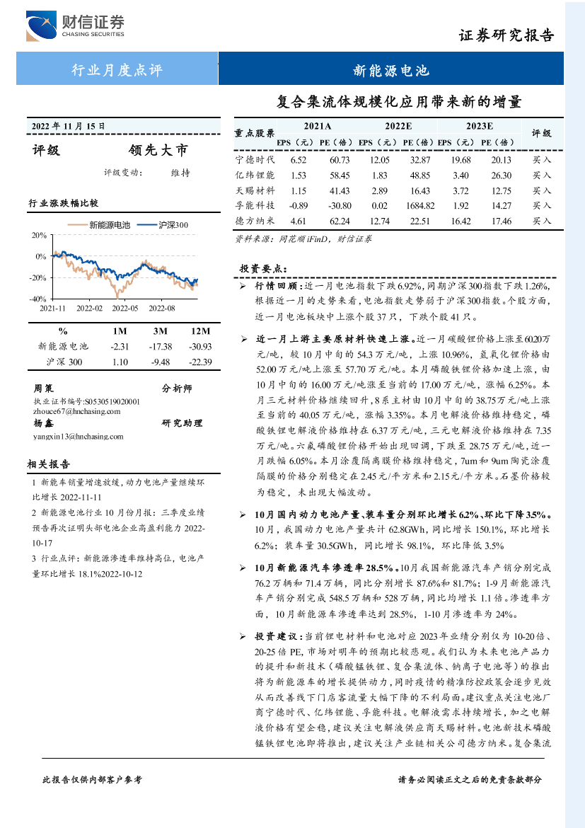 新能源电池行业月度点评：复合集流体规模化应用带来新的增量-20221115-财信证券-16页新能源电池行业月度点评：复合集流体规模化应用带来新的增量-20221115-财信证券-16页_1.png