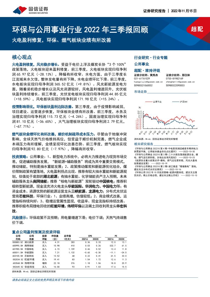 环保与公用事业行业2022年三季报回顾：火电盈利修复，环保、燃气板块业绩有所改善-20221115-国信证券-31页环保与公用事业行业2022年三季报回顾：火电盈利修复，环保、燃气板块业绩有所改善-20221115-国信证券-31页_1.png