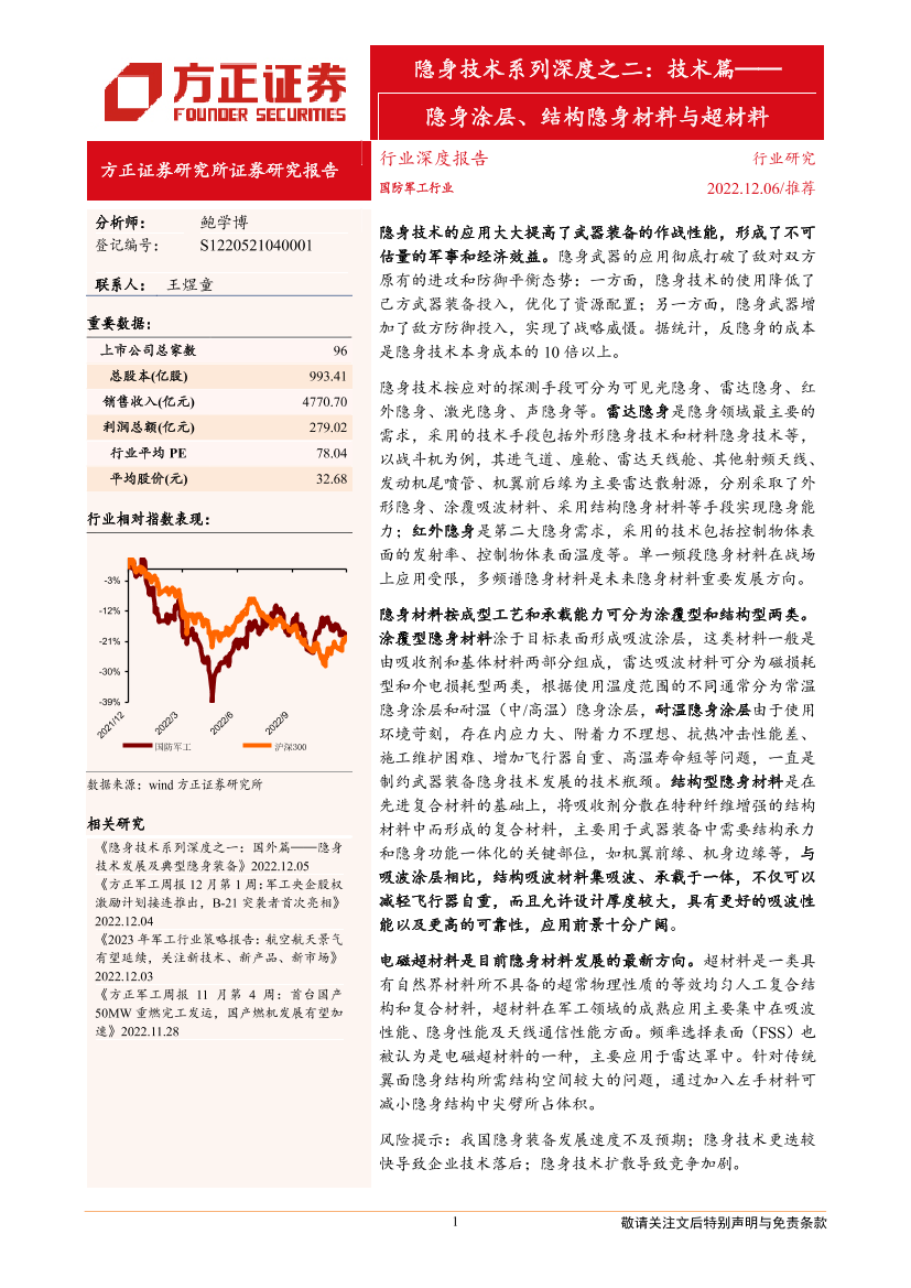 国防军工行业隐身技术系列深度之二：技术篇，隐身涂层、结构隐身材料与超材料-20221206-方正证券-24页国防军工行业隐身技术系列深度之二：技术篇，隐身涂层、结构隐身材料与超材料-20221206-方正证券-24页_1.png