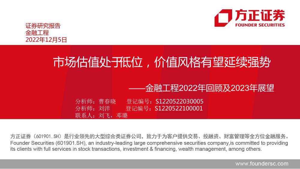 金融工程2022年回顾及2023年展望：市场估值处于低位，价值风格有望延续强势-20221205-方正证券-41页金融工程2022年回顾及2023年展望：市场估值处于低位，价值风格有望延续强势-20221205-方正证券-41页_1.png