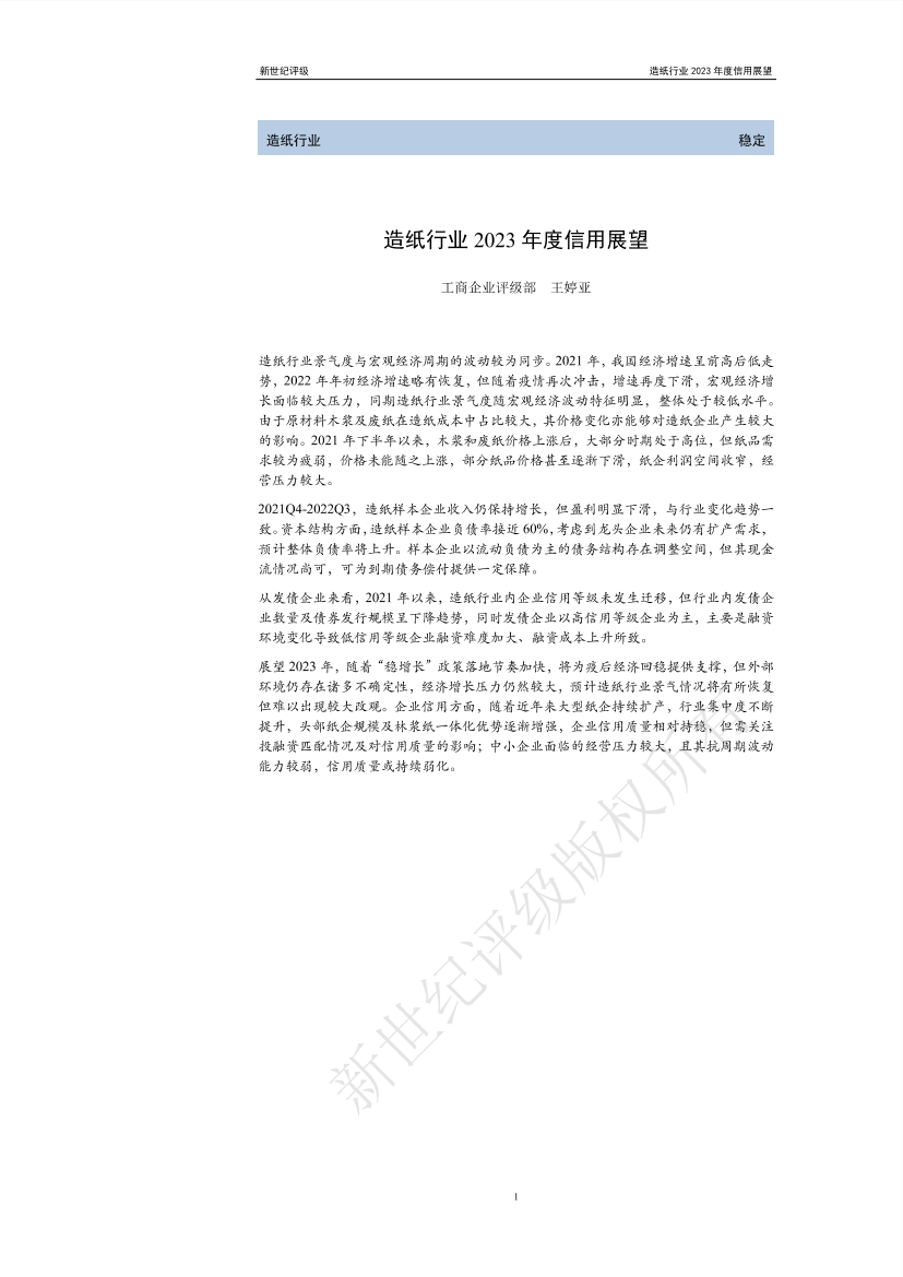 新世纪评级-造纸行业2023年度信用展望-22页新世纪评级-造纸行业2023年度信用展望-22页_1.png