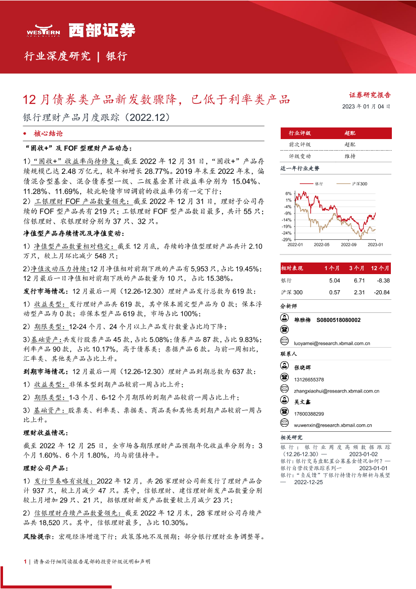 银行业理财产品月度跟踪：12月债券类产品新发数骤降，已低于利率类产品-20230104-西部证券-26页银行业理财产品月度跟踪：12月债券类产品新发数骤降，已低于利率类产品-20230104-西部证券-26页_1.png