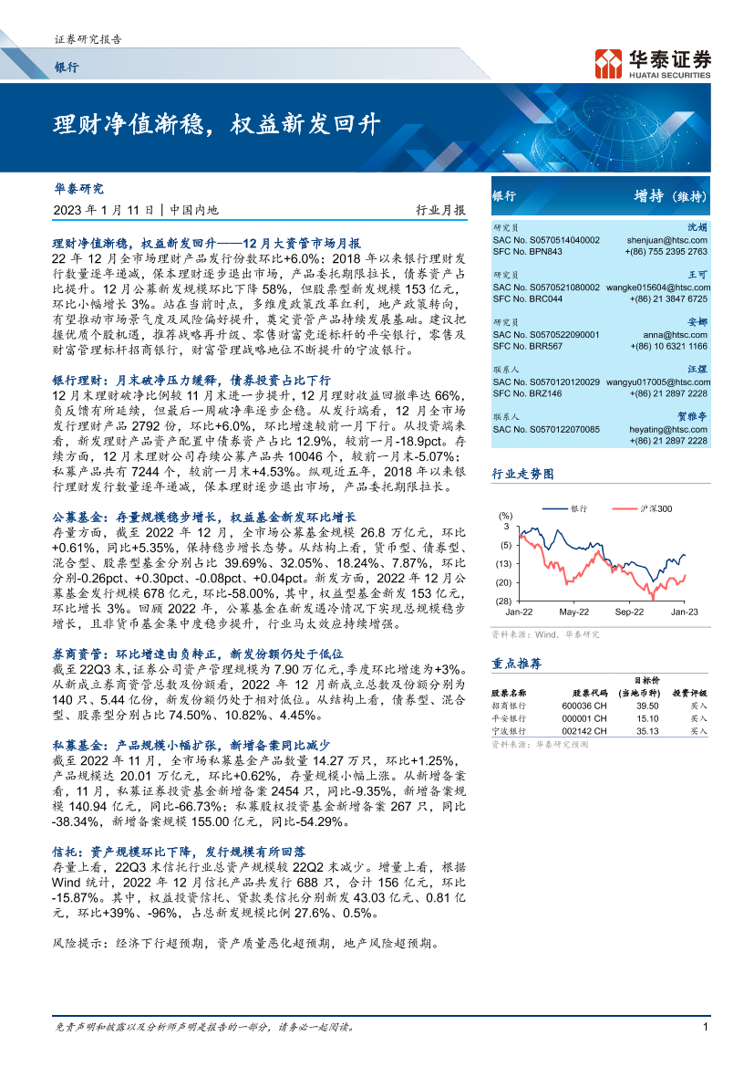 银行业：理财净值渐稳，权益新发回升-20230111-华泰证券-30页银行业：理财净值渐稳，权益新发回升-20230111-华泰证券-30页_1.png