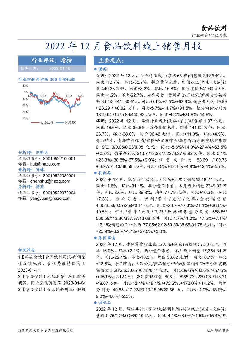 食品饮料行业：2022年12月食品饮料线上数据月报-20230119-华安证券-22页食品饮料行业：2022年12月食品饮料线上数据月报-20230119-华安证券-22页_1.png