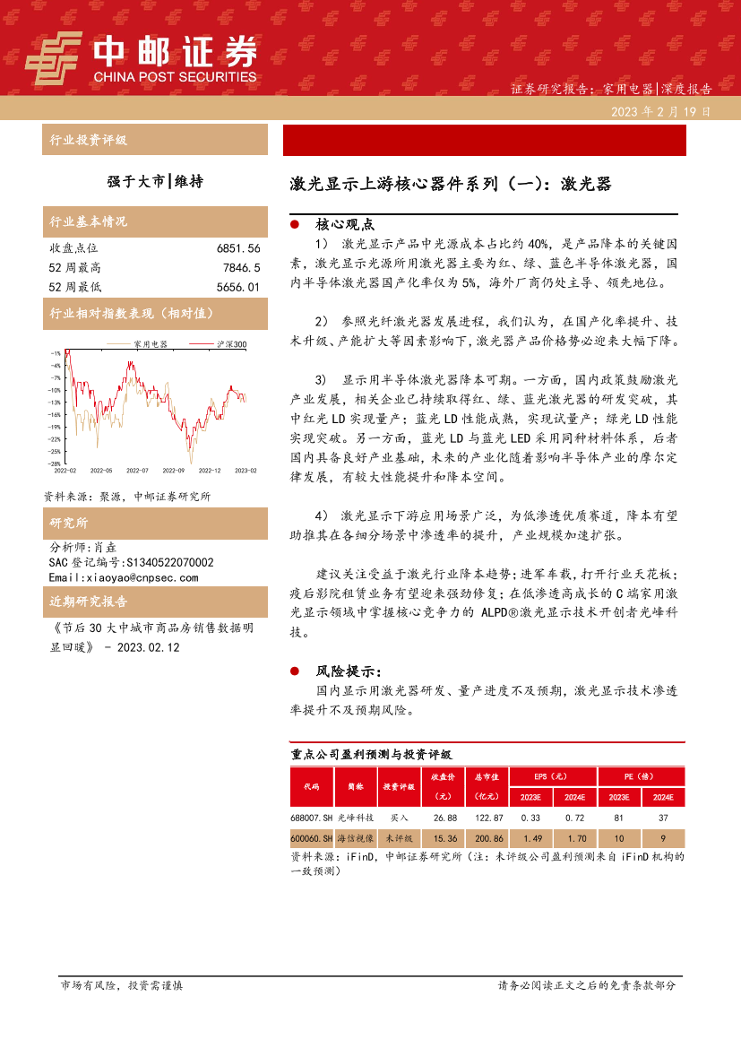 家用电器行业激光显示上游核心器件系列（一）：激光器-20230219-中邮证券-20页家用电器行业激光显示上游核心器件系列（一）：激光器-20230219-中邮证券-20页_1.png