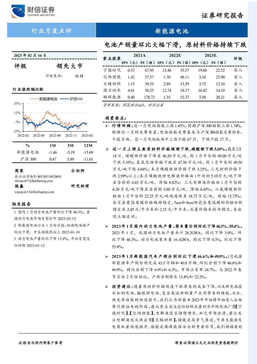 新能源电池行业月度点评：电池产销量环比大幅下滑，原材料价格持续下跌-20230216-财信证券-15页新能源电池行业月度点评：电池产销量环比大幅下滑，原材料价格持续下跌-20230216-财信证券-15页_1.png