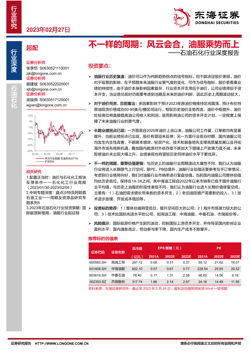 石油石化行业深度报告：不一样的周期，风云会合，油服乘势而上-20230227-东海证券-52页石油石化行业深度报告：不一样的周期，风云会合，油服乘势而上-20230227-东海证券-52页_1.png