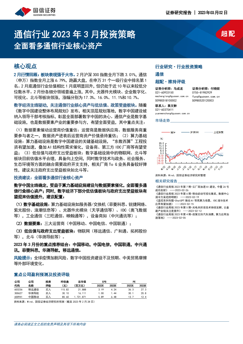 通信行业2023年3月投资策略：全面看多通信行业核心资产-20230302-国信证券-22页通信行业2023年3月投资策略：全面看多通信行业核心资产-20230302-国信证券-22页_1.png