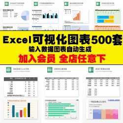 可视化图表素材 Excel模板办公表格多彩数据自动生成提高...