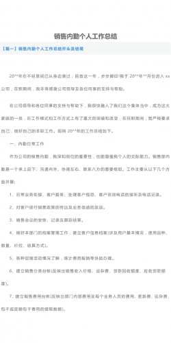销售内勤个人工作总结.docx