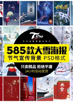 二十四24节气中国传统文化节日冬季大雪海报设计psd设计素...