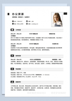 沉稳简洁财务会计出纳审计相关岗位个人工作简历Word模板