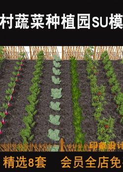 乡村蔬菜种植园SU模型瓜果新农村菜园农作物农家乐草图大...