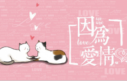 粉色卡通猫咪爱情婚礼婚庆相册PPT模板